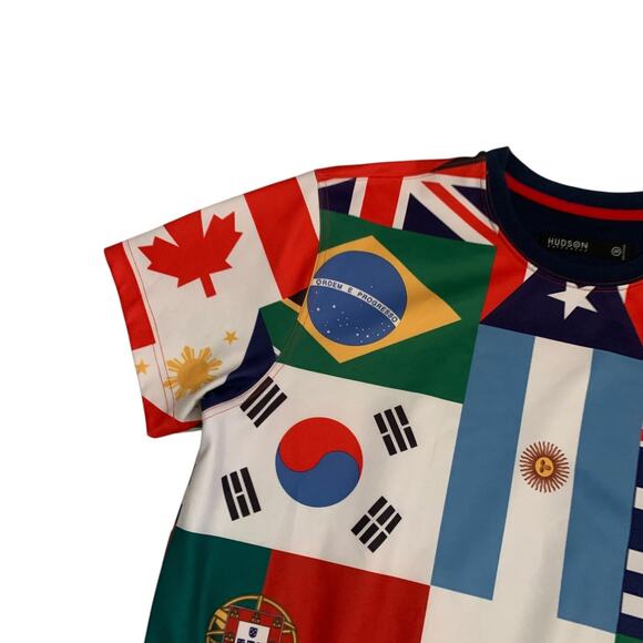 Hudson Outerwear Men's Size 2X Short Sleeve All Over World Flags T-Shirt - Picture 10 of 15